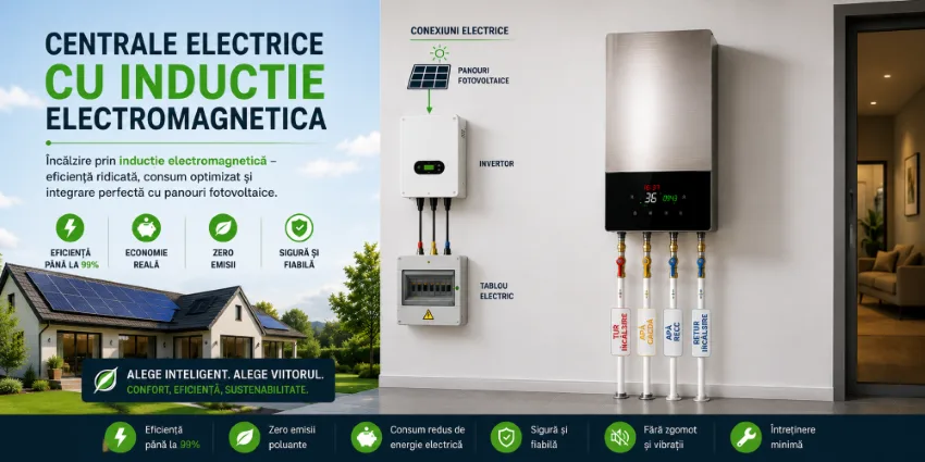 Centrală electrică cu inducție conectată la panouri fotovoltaice